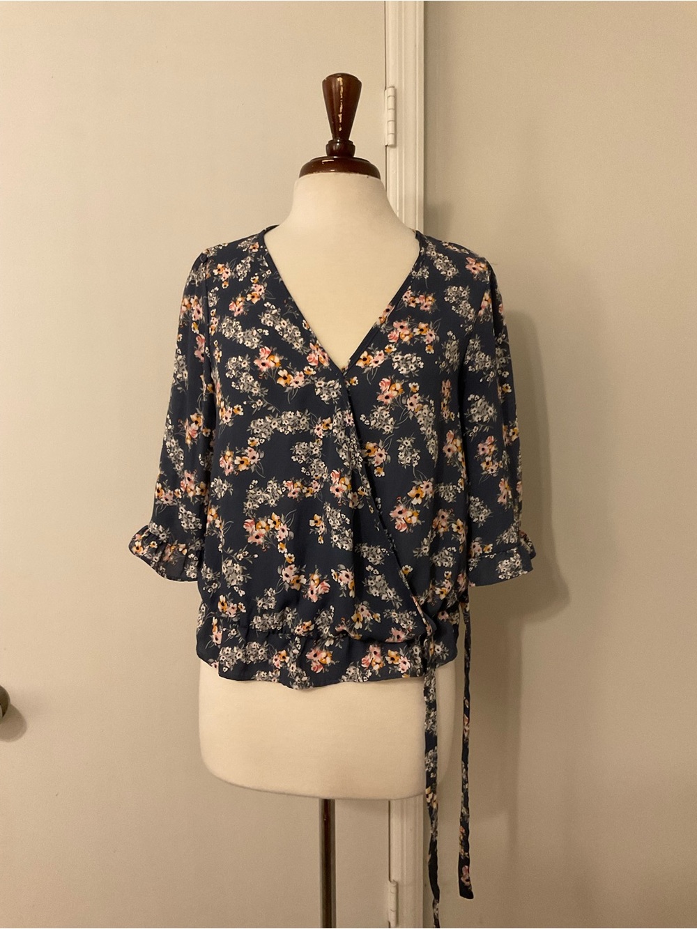 Sienna Sky Navy Floral Wrap Top